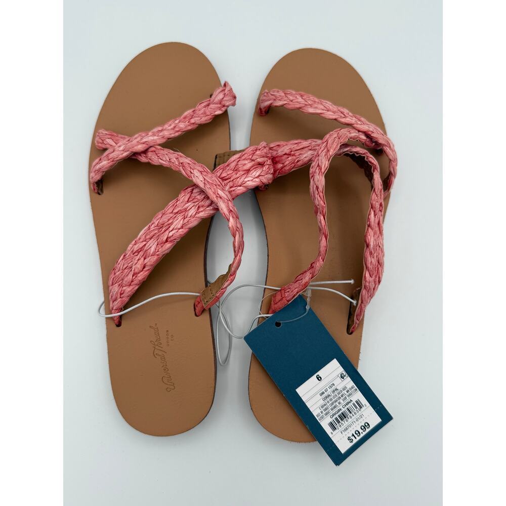 NWT Women's Opal Strappy Slide Sandals Universal Thread Coral Pink Size 6 - Picture 2 of 3